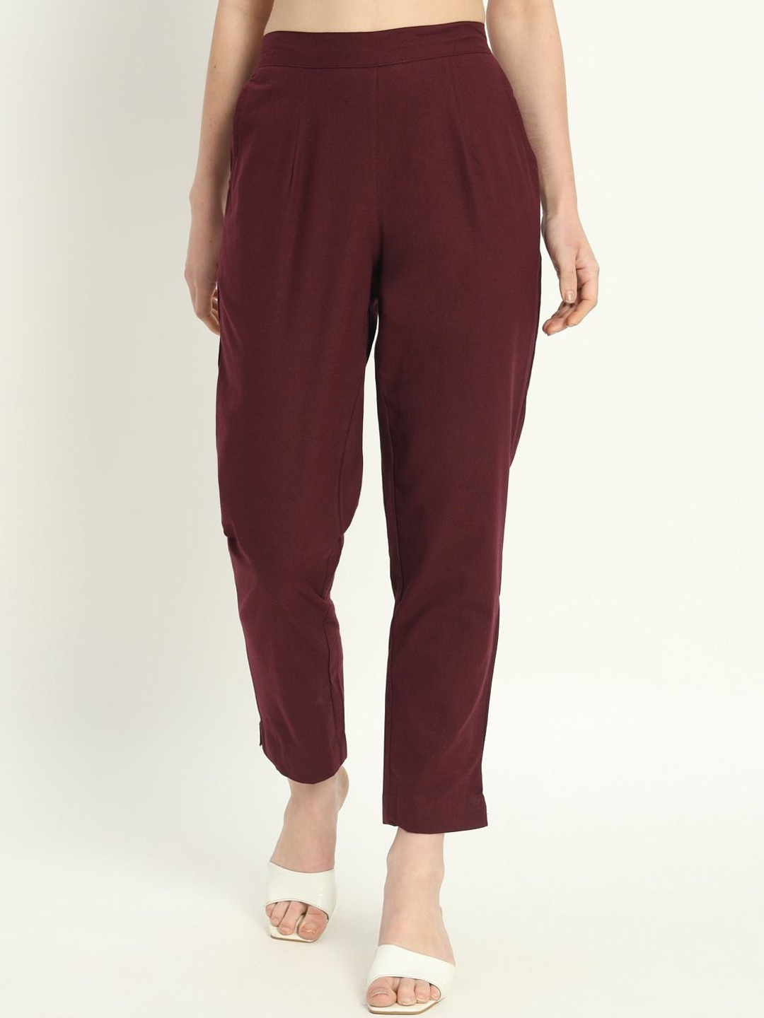 

SKYTICK Women Relaxed Regular Fit Cotton Trouser, Maroon