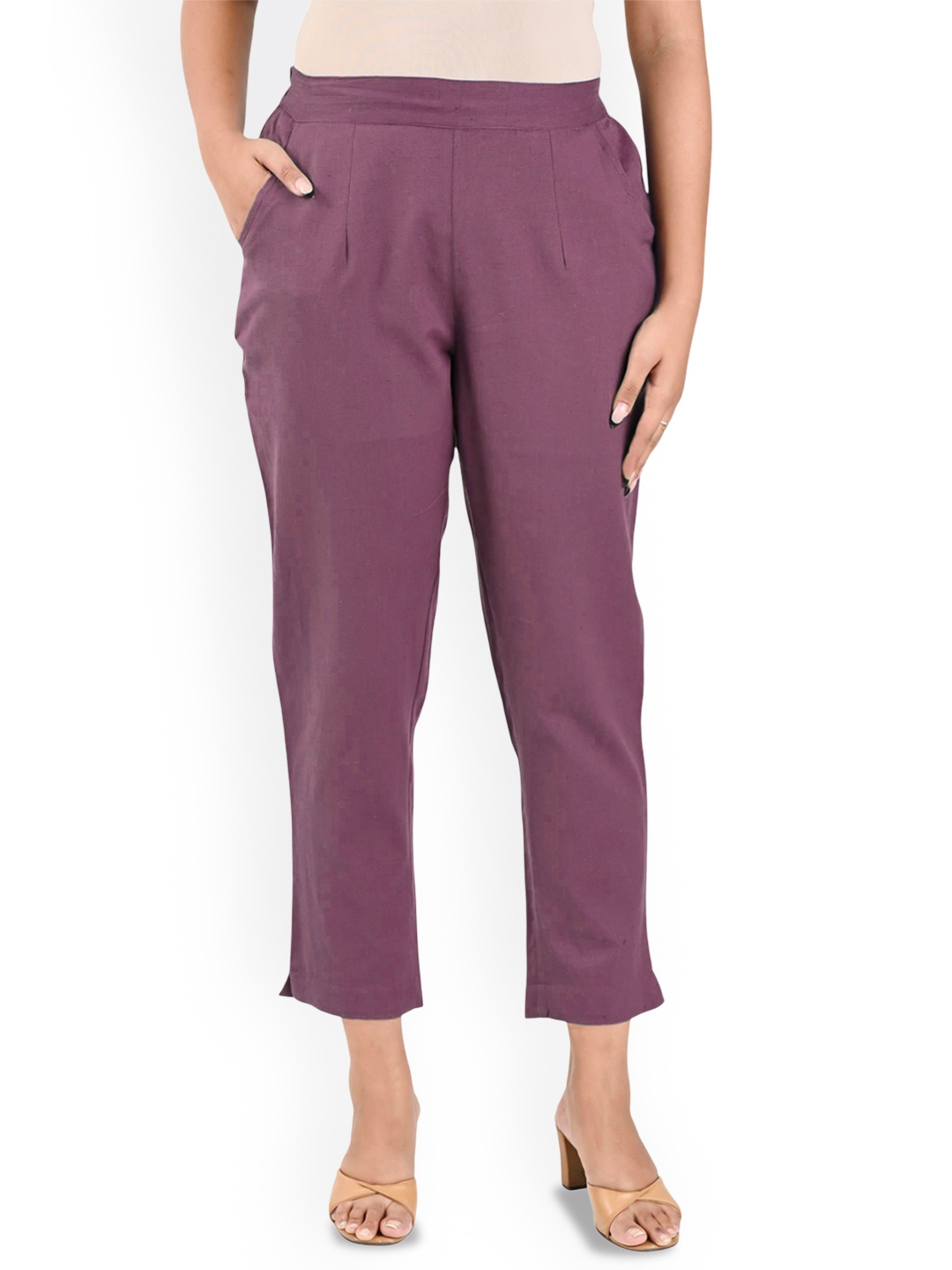 

SKYTICK Women Cotton Relaxed Regular Trousers, Rose