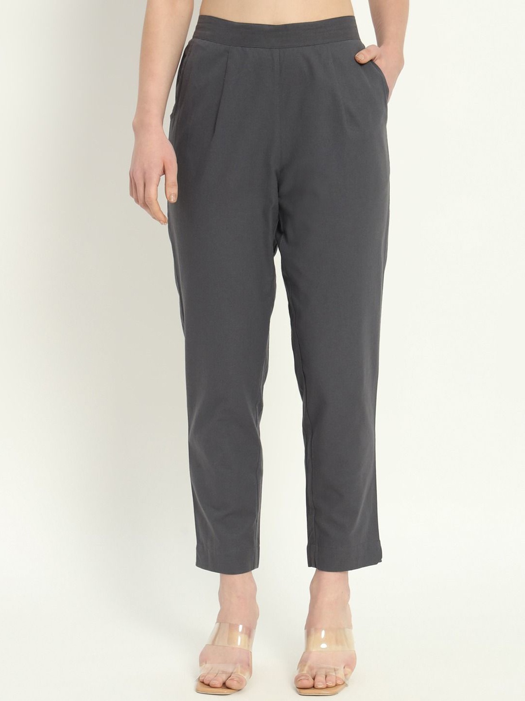 

SKYTICK Women Cotton Relaxed Regular Trousers, Grey
