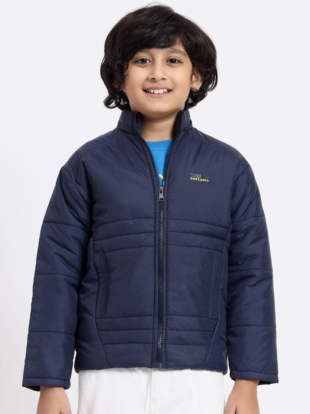 

HiFlyers Boys Mock Collar Solid Casual Lightweight Padded Jacket, Navy blue