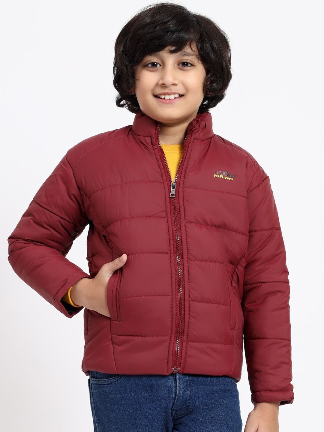 

HiFlyers Boys Mock Collar Solid Casual Lightweight Padded Jacket, Maroon