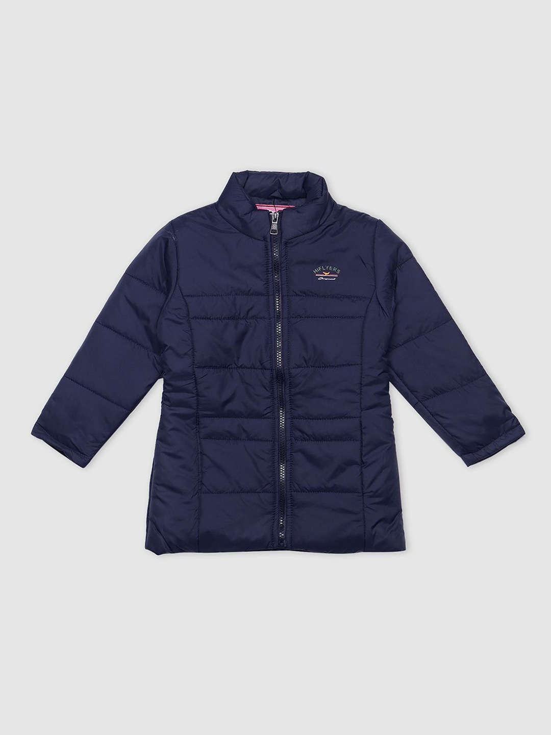 

HiFlyers Girls Mock Collar Solid Casual Lightweight Padded Jacket, Navy blue