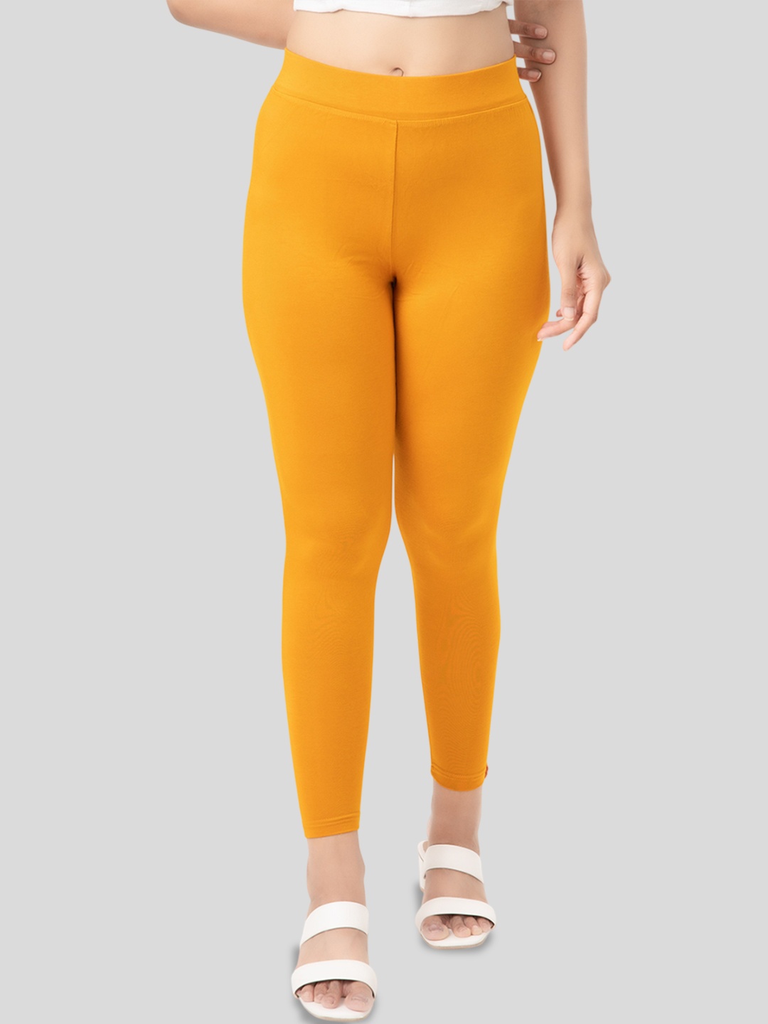 

Digsel Cool Cotton Women Ankle Length Cotton Leggings, Mustard