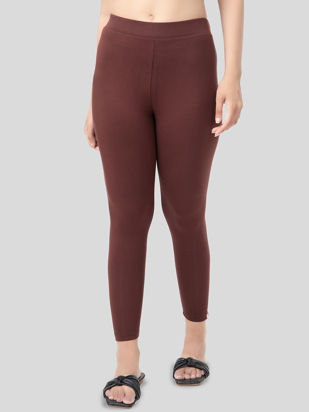 

Digsel Cool Cotton -Women Mid-Rise Pure Cotton Ankle-Length Leggings, Coffee brown