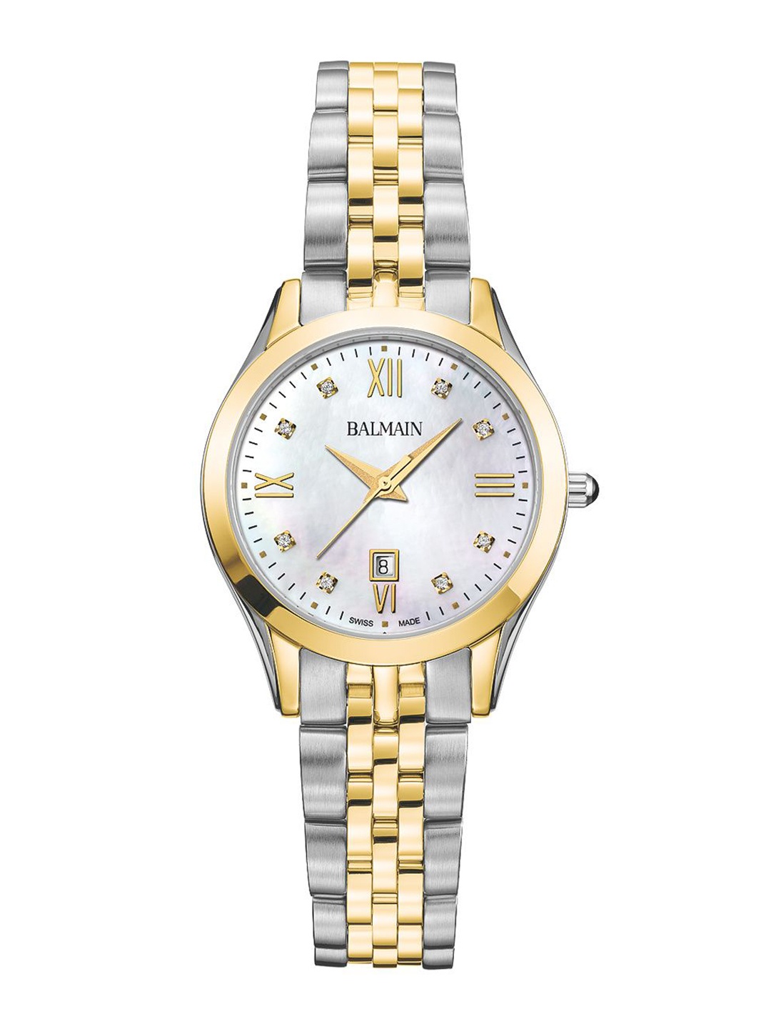 

Balmain Women Brass Mother of Pearl Dial & Stainless Steel Bracelet Style Straps Analogue Watch B41123185, White