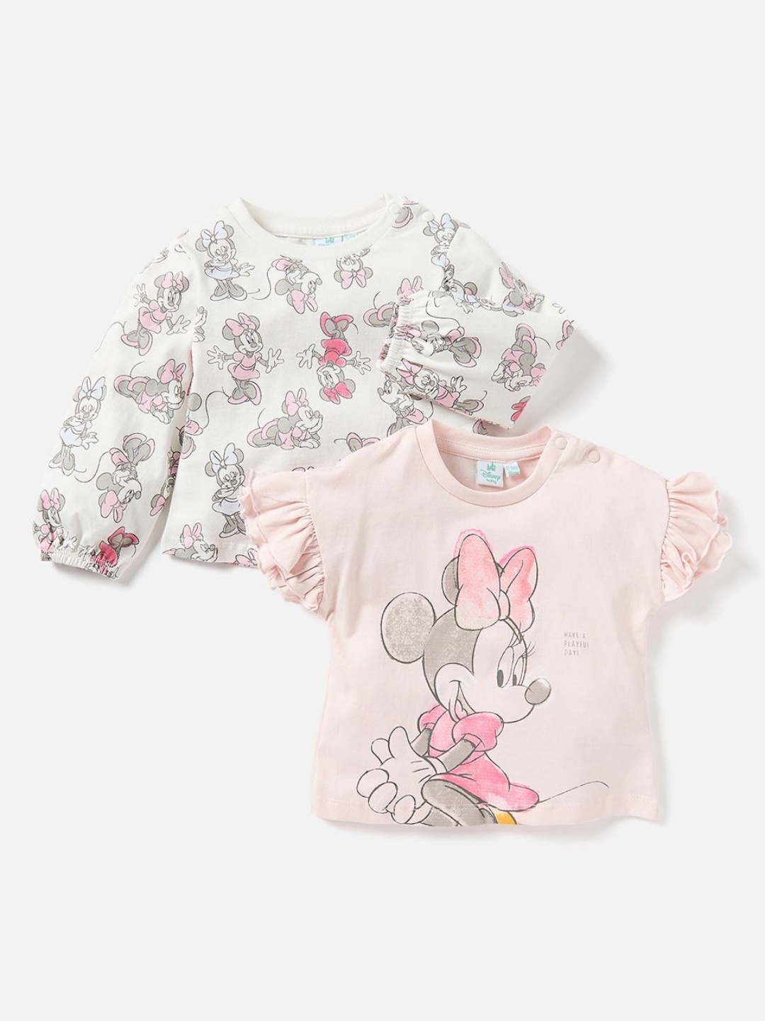 

Juniors by Babyshop Girls Pack Of 2 Minnie Mouse Printed Cotton T-shirt, Pink