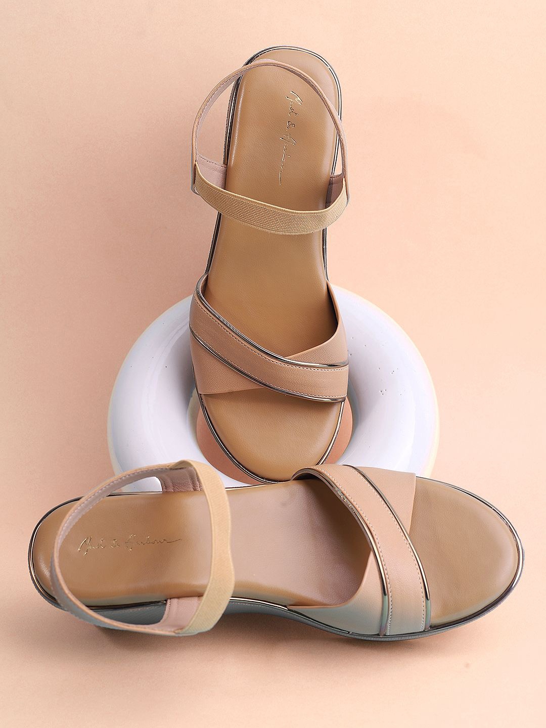 

Mast & Harbour Women Block Sandals with Bows, Beige