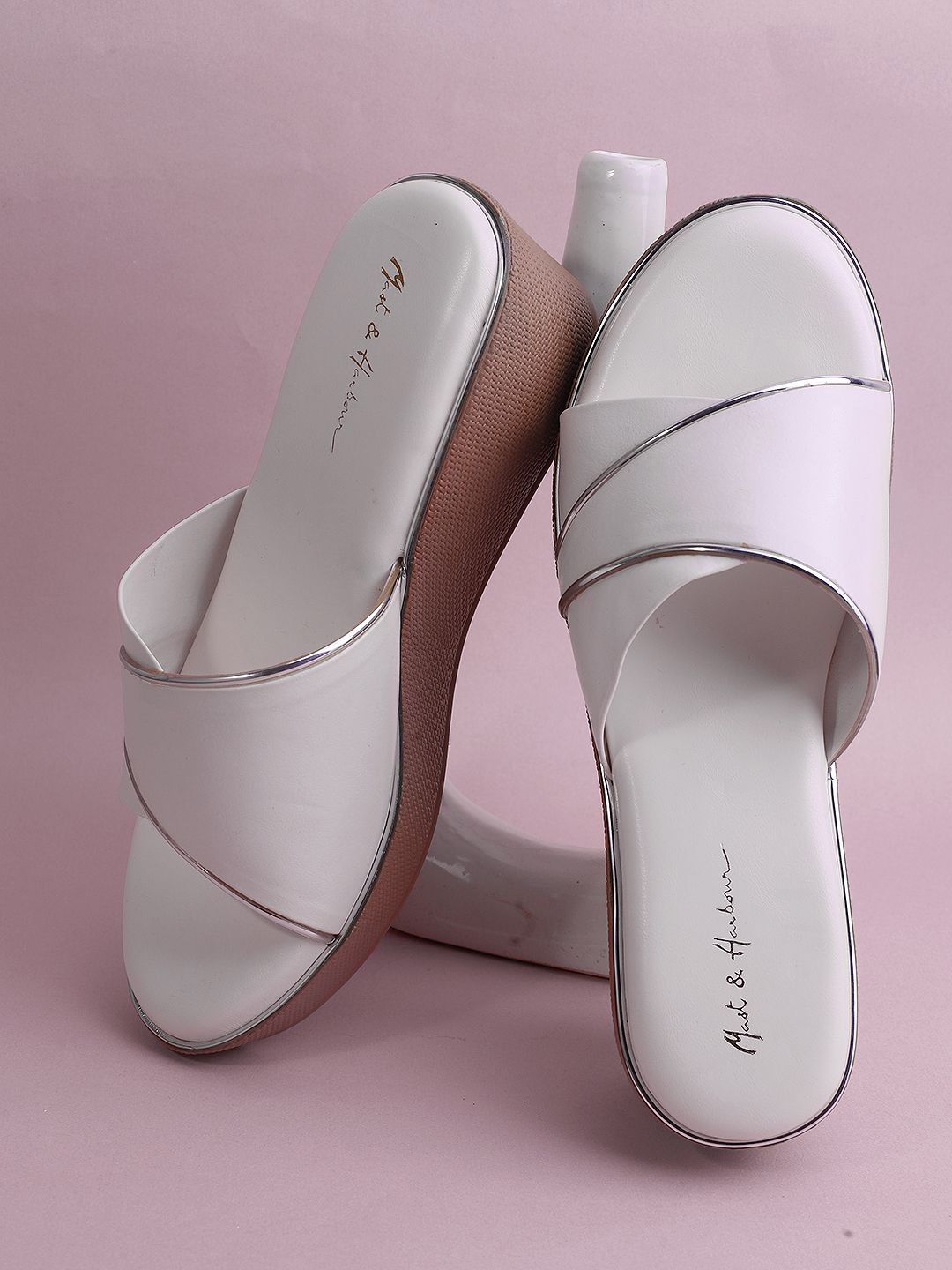 

Mast & Harbour Women Block Heel Open Toe Sandals, White