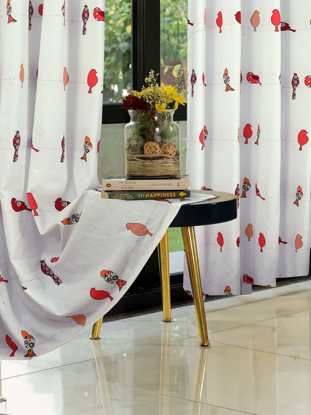 

Cortina White & Pink Set of 2 Ethnic Motifs Long Door Curtain
