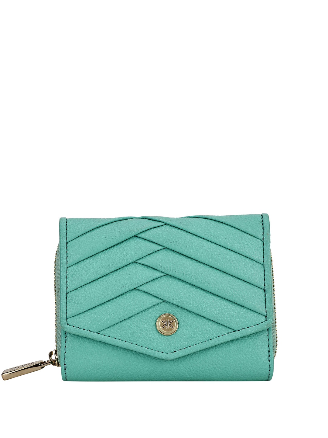 

RI2K LONDON Women Geometric Leather Zip Around Wallet, Turquoise blue