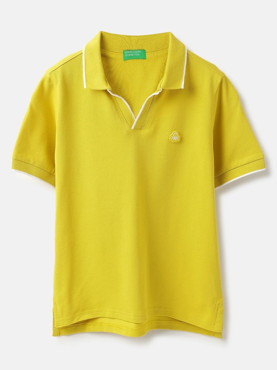 

United Colors of Benetton Boys Solid Polo Collar Cotton T-shirt, Yellow