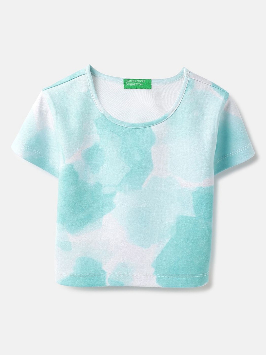 

United Colors of Benetton Girls Dyed Round Neck T-shirt, Turquoise blue