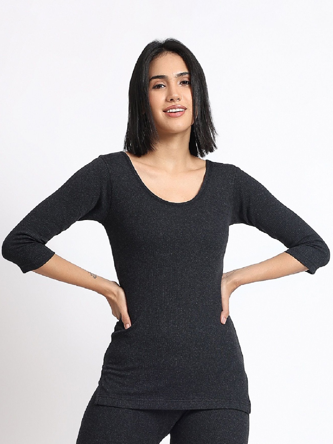 

T.T. Cotton Rich With Elastomeric Finish Thermal Top, Black