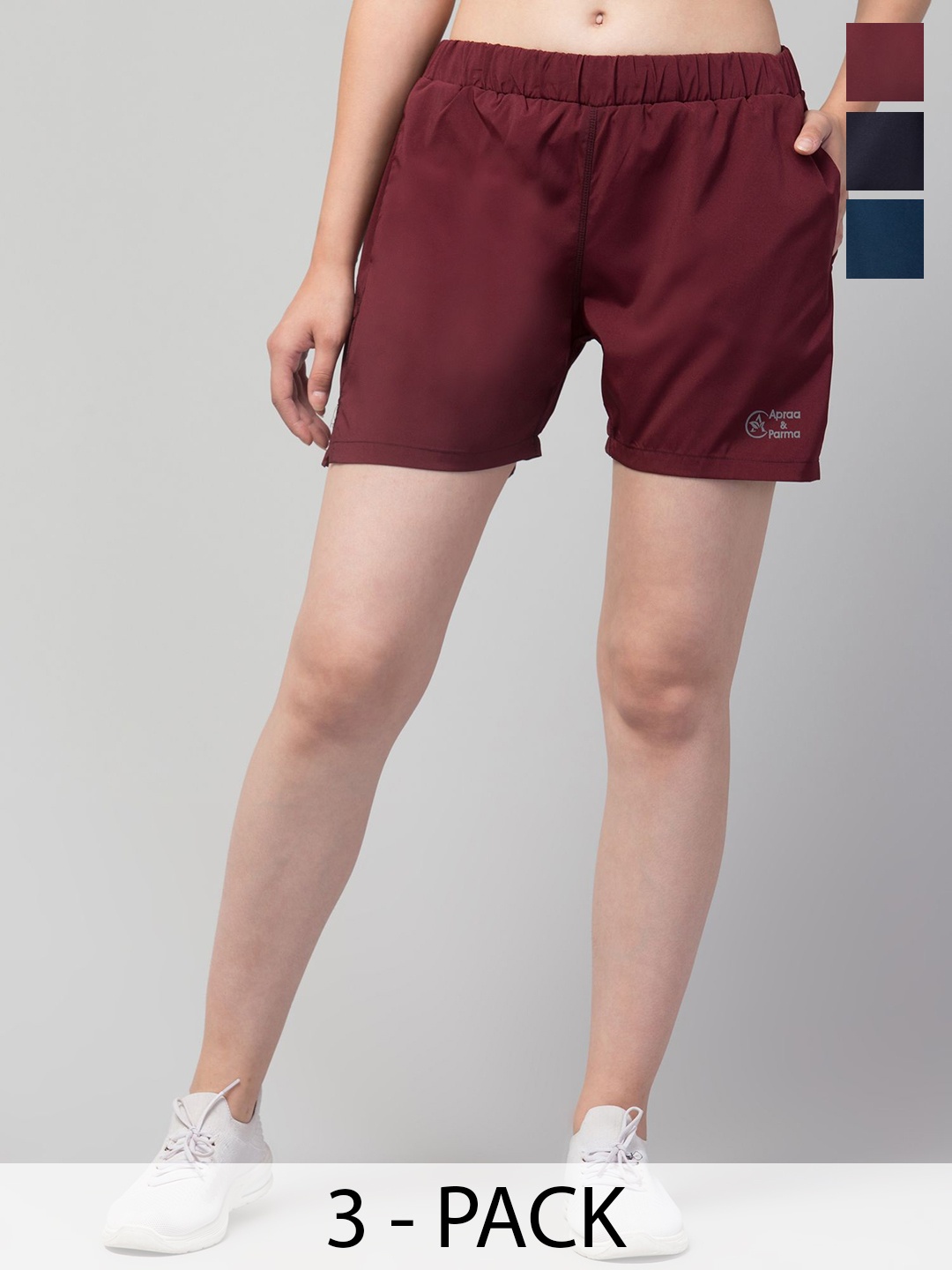 

CKARFE Women Running Sports Shorts pack of 3, Maroon