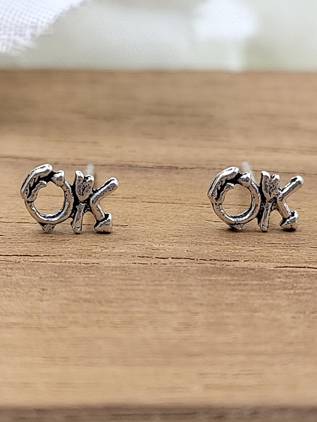 

AMONROO Sterling Silver Alphabet Contemporary Shaped Oxidised Studs