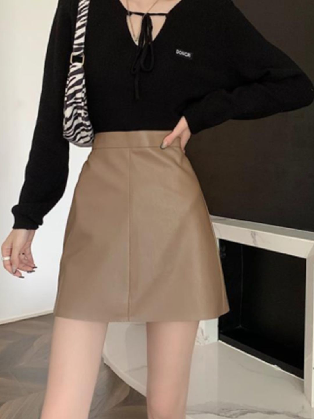 

StyleCast Women A-Line Mini Skirts, Coffee brown