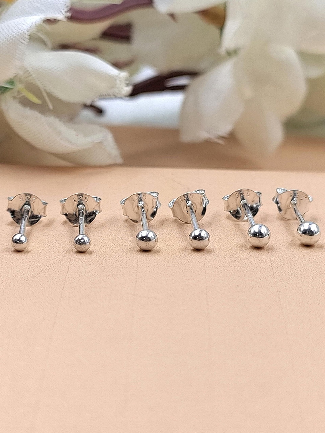 

AMONROO Set Of 3 925 Sterling Silver Rhodium-Plated Circular Shaped Studs