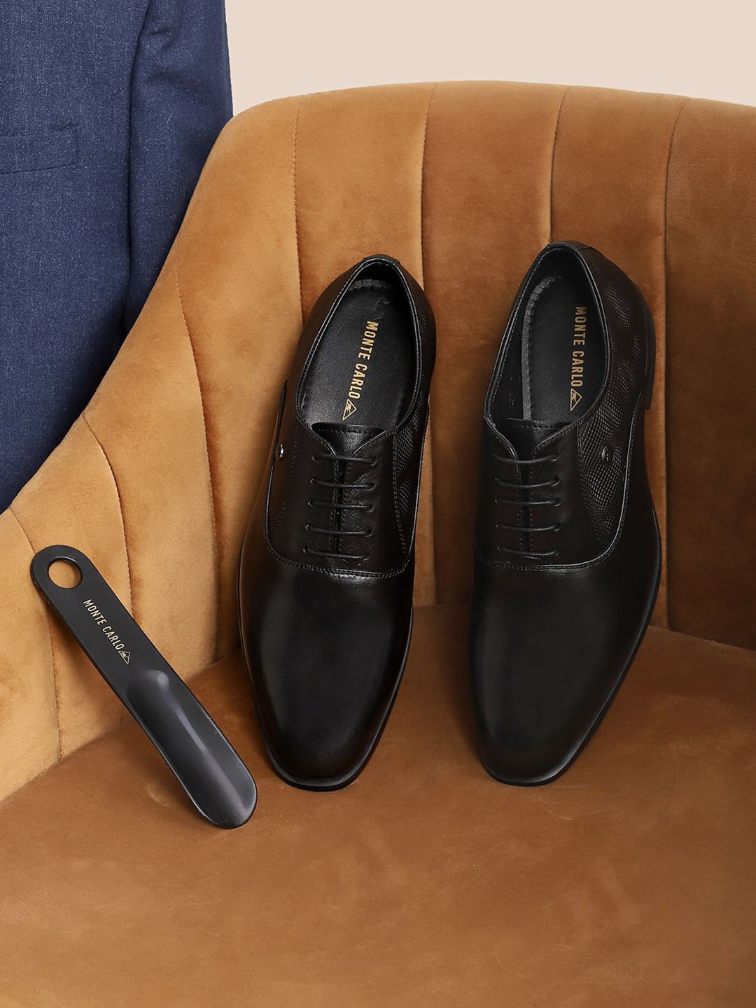 

Monte Carlo Men Leather Lace-Ups Formal Oxfords, Black