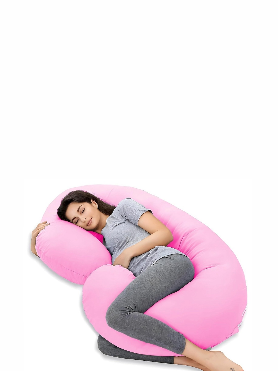 

Siroki Bond Pink Fibre Filled Faux Velvet C-Shaped Maternity Pillow