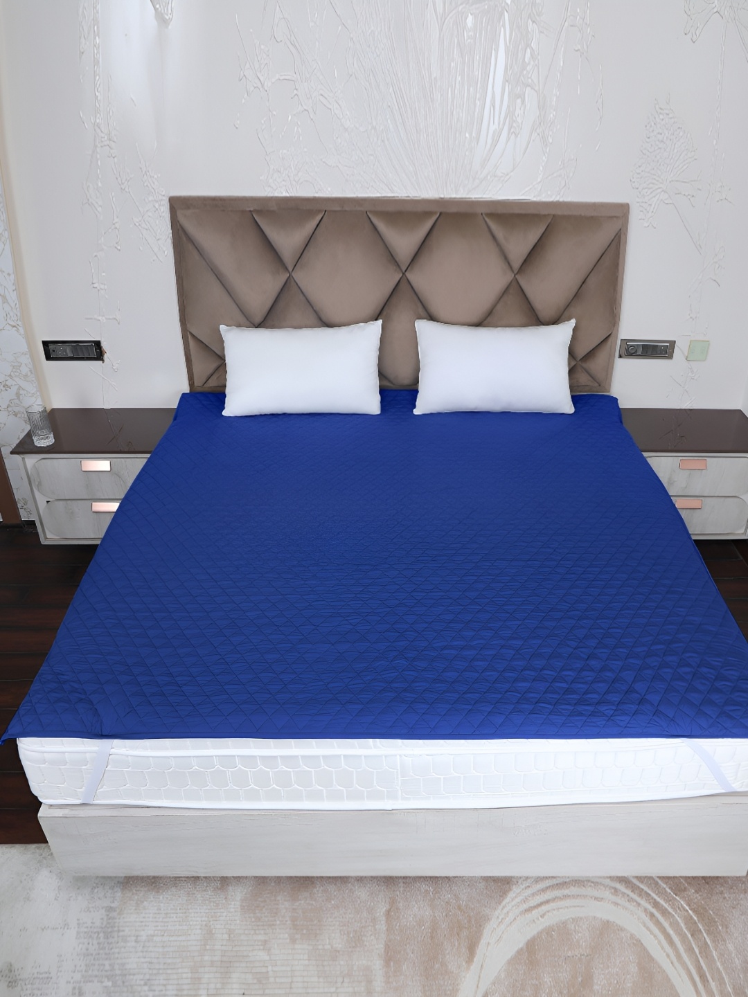 

AJISH Navy Blue Quilted Waterproof Single Size Mattress Protector