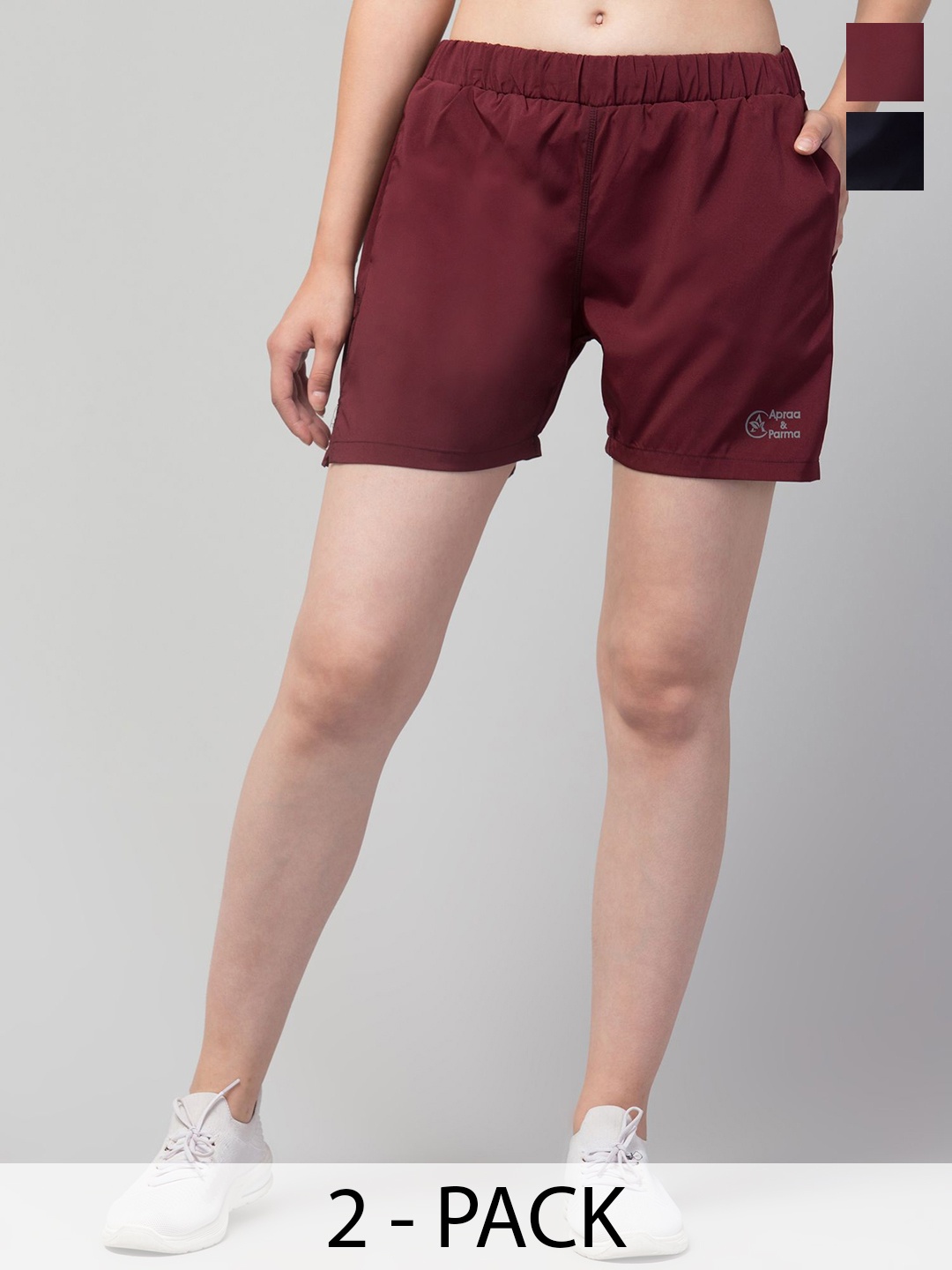 

Apraa & Parma Women Pack Of 2 Running Dri-FIT Sports Shorts, Navy blue