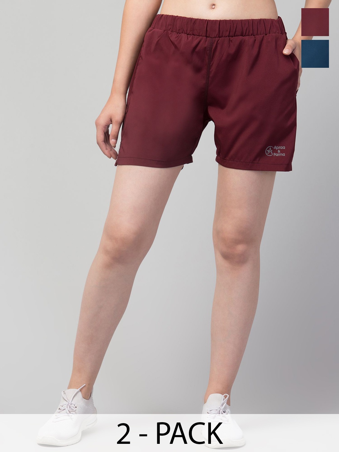 

Apraa & Parma Women Pack Of 2 Regular Fit Running Sports Shorts, Blue