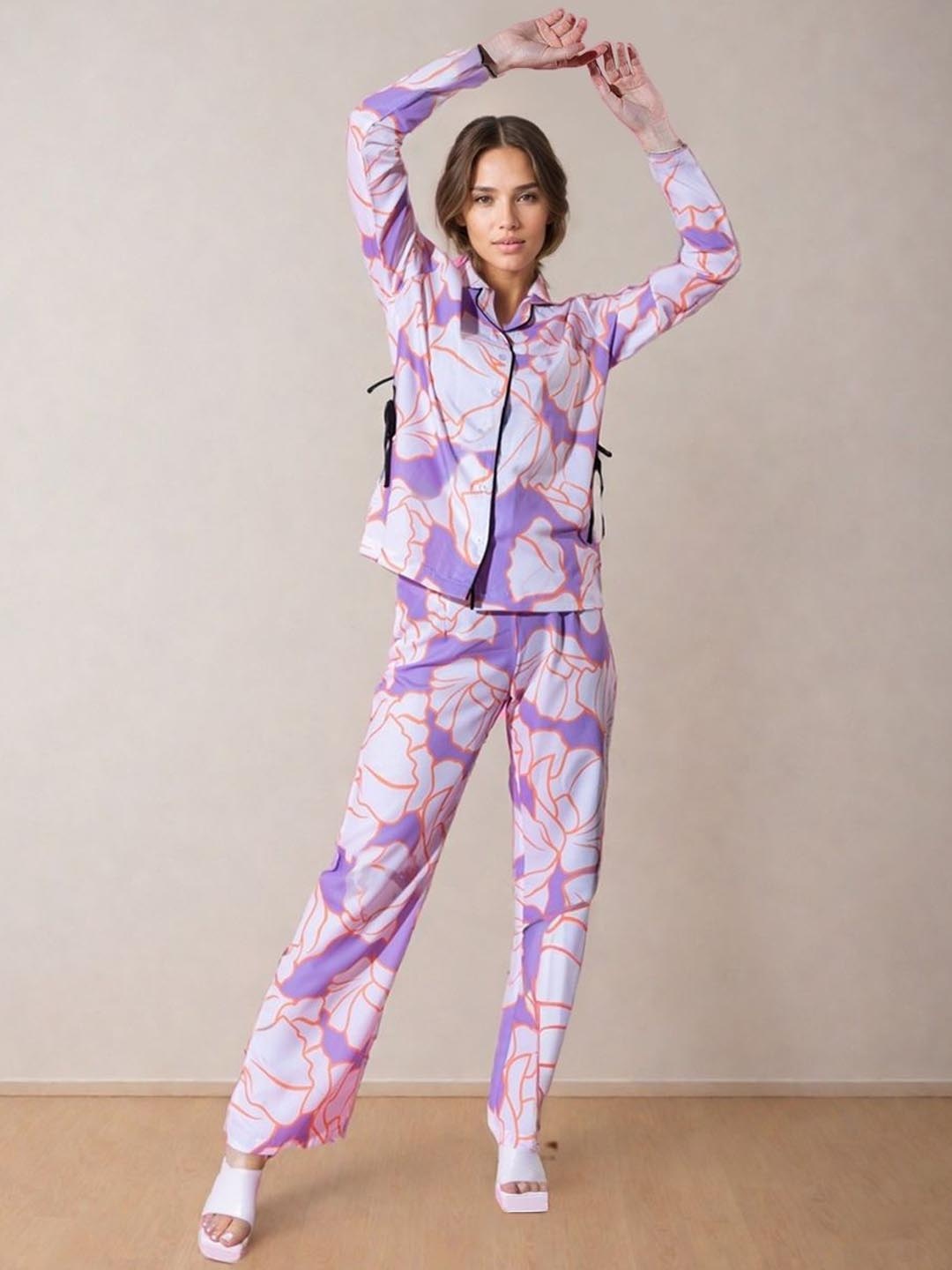 

DressBerry Printed Shirt Collar Shirt With Trousers, White