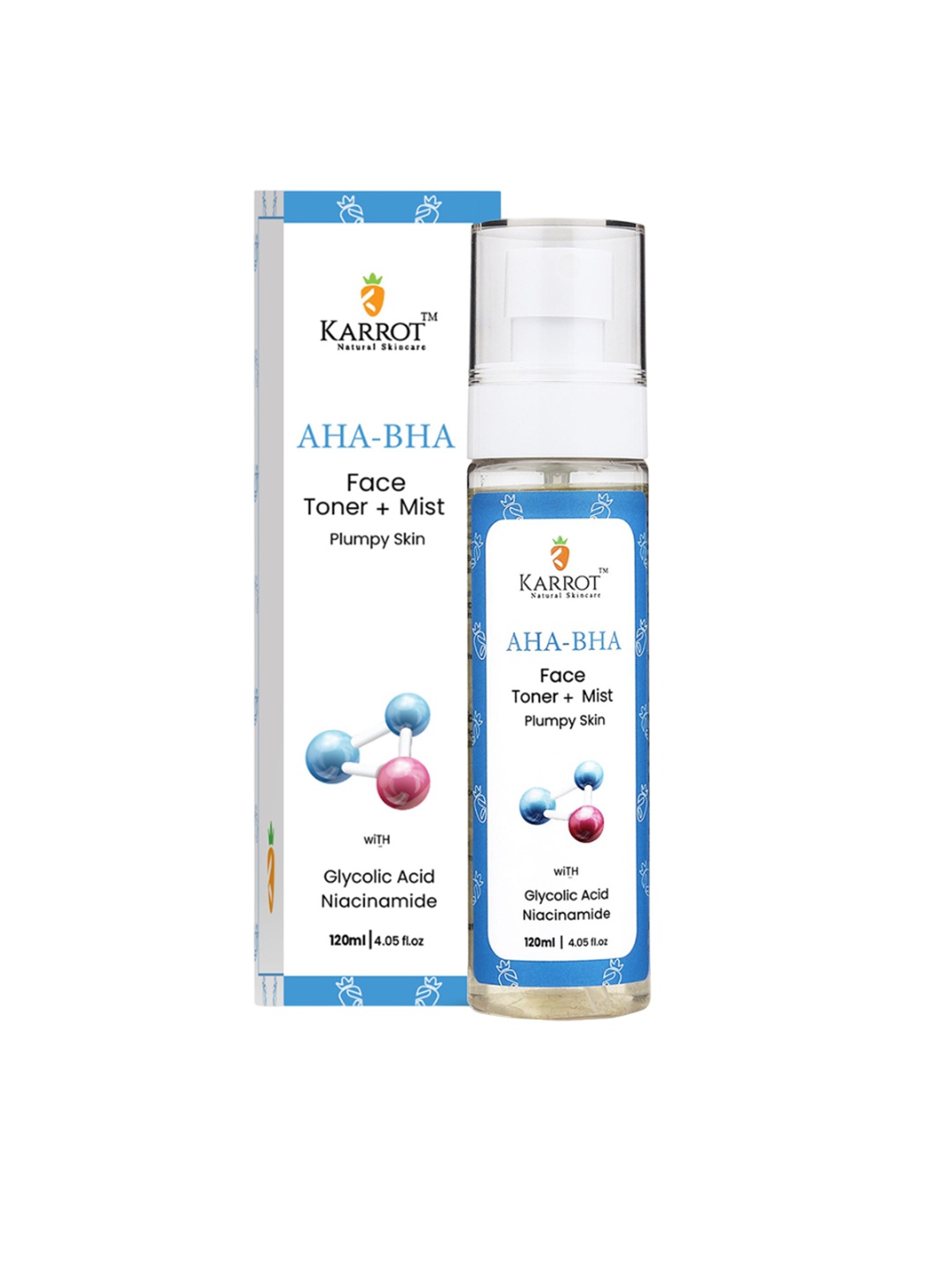 

KARROT NATURAL SKINCARE AHA BHA Face Toner With Glycolic Acid Niacinamide- 120 ml, Blue