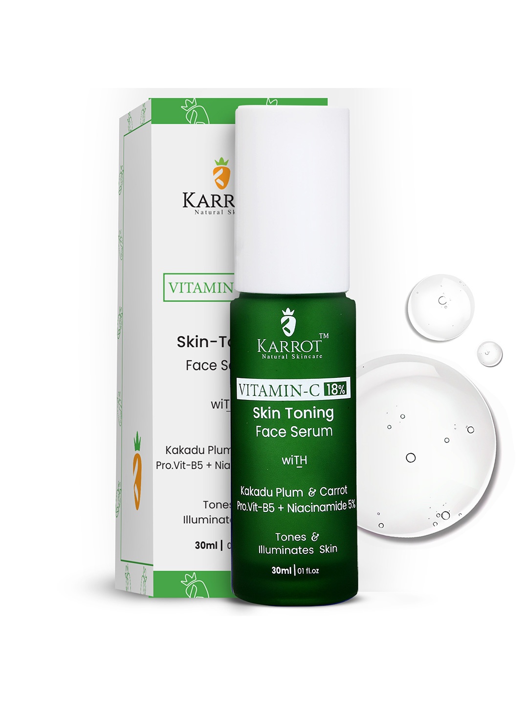 

KARROT NATURAL SKINCARE Brightening & Glowing Face Serum- 30 ml, Green