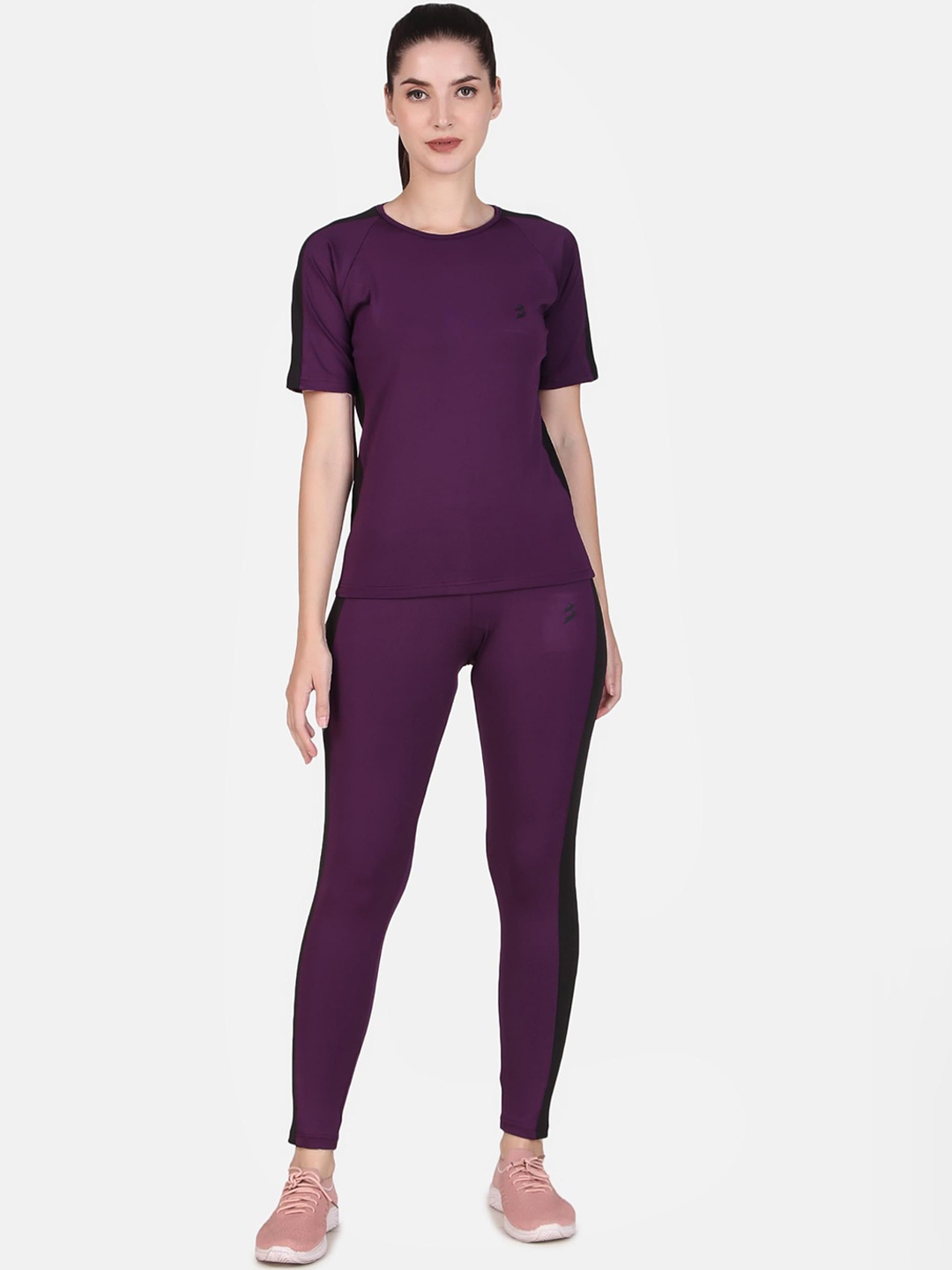 

BENZOS Round Neck T-Shirt With Tights, Purple