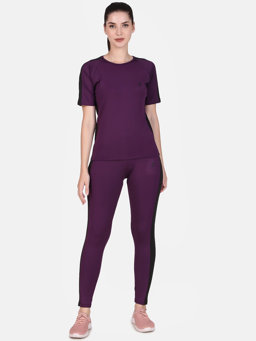 

BENZOS Round Neck T-Shirt With Leggings Co-Ords, Purple