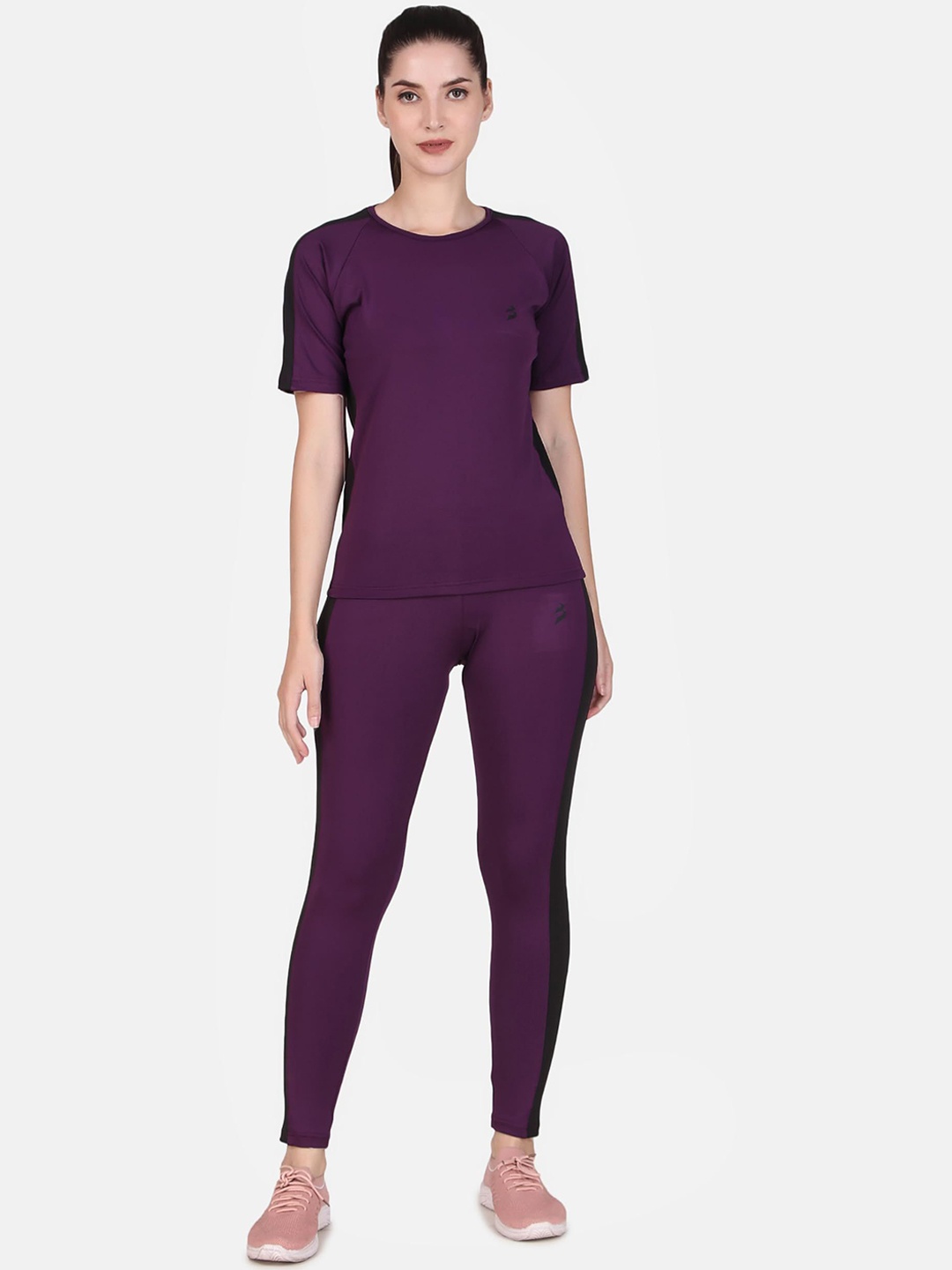 

BENZOS Round Neck T-Shirt With Leggings Co-Ords, Purple