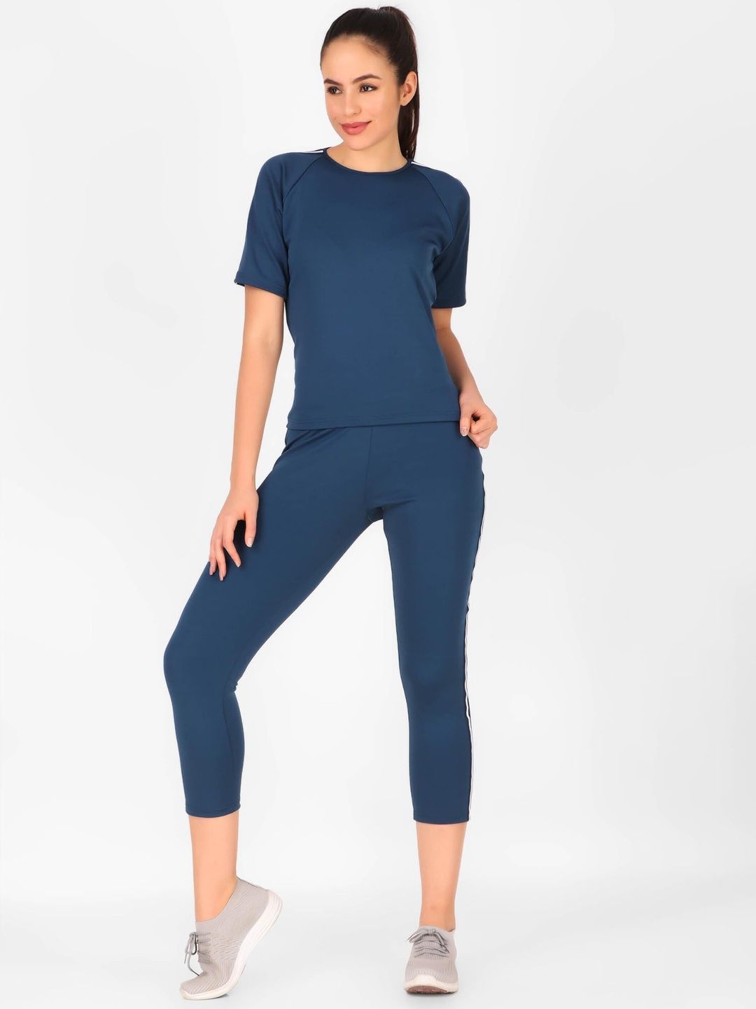 

BENZOS Round Neck T-Shirt With Leggings Co-Ords, Blue