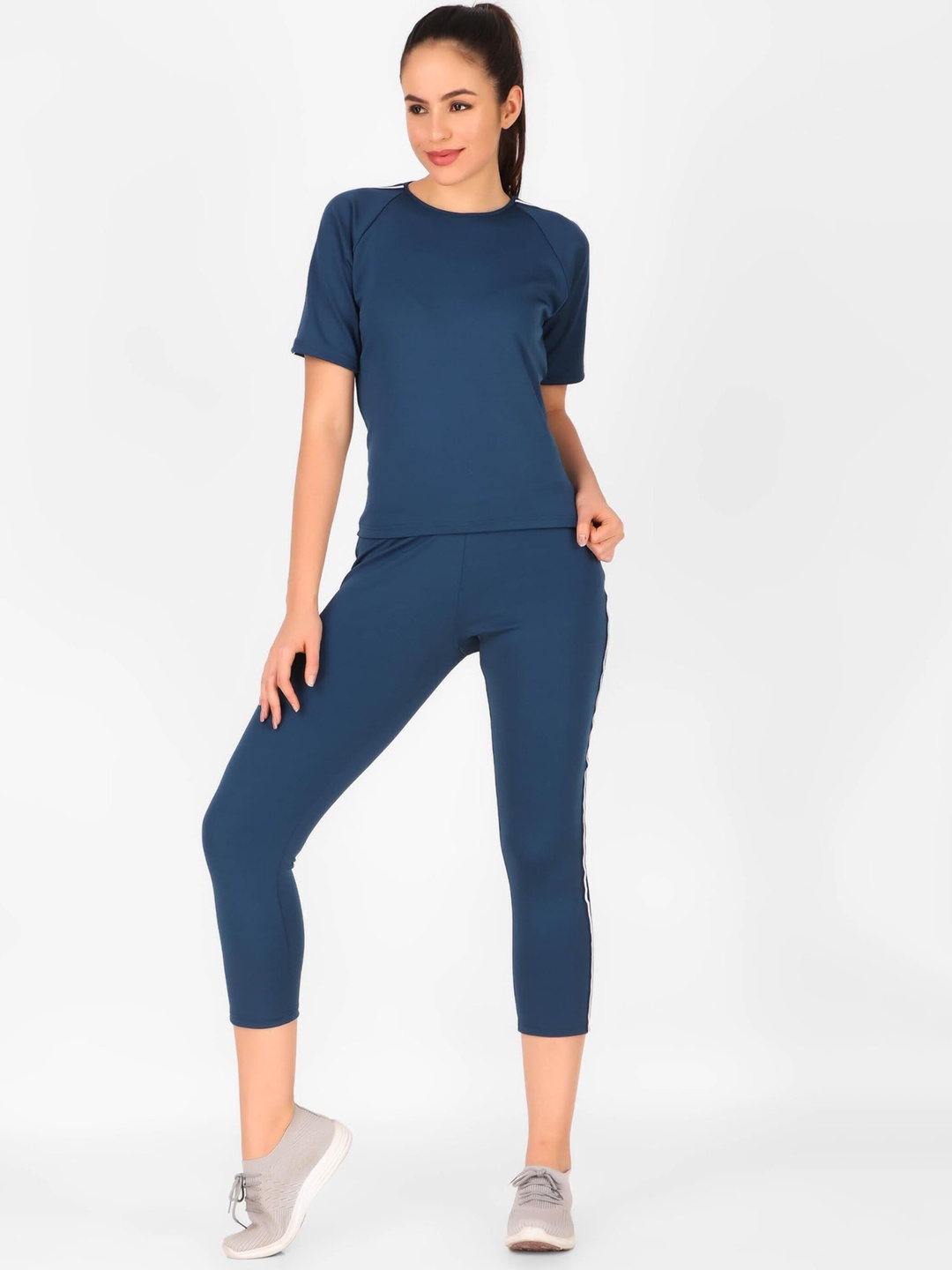 

BENZOS Short Sleeves T-Shirt With Capris Co-Ords, Blue