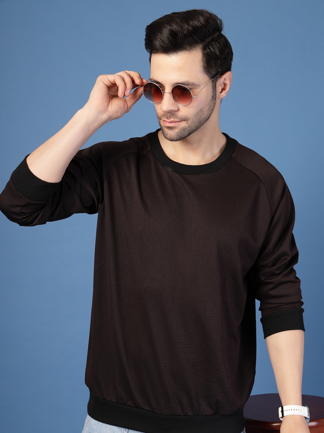 

Rigo Men Dark Brown Waffle Sweatshirt
