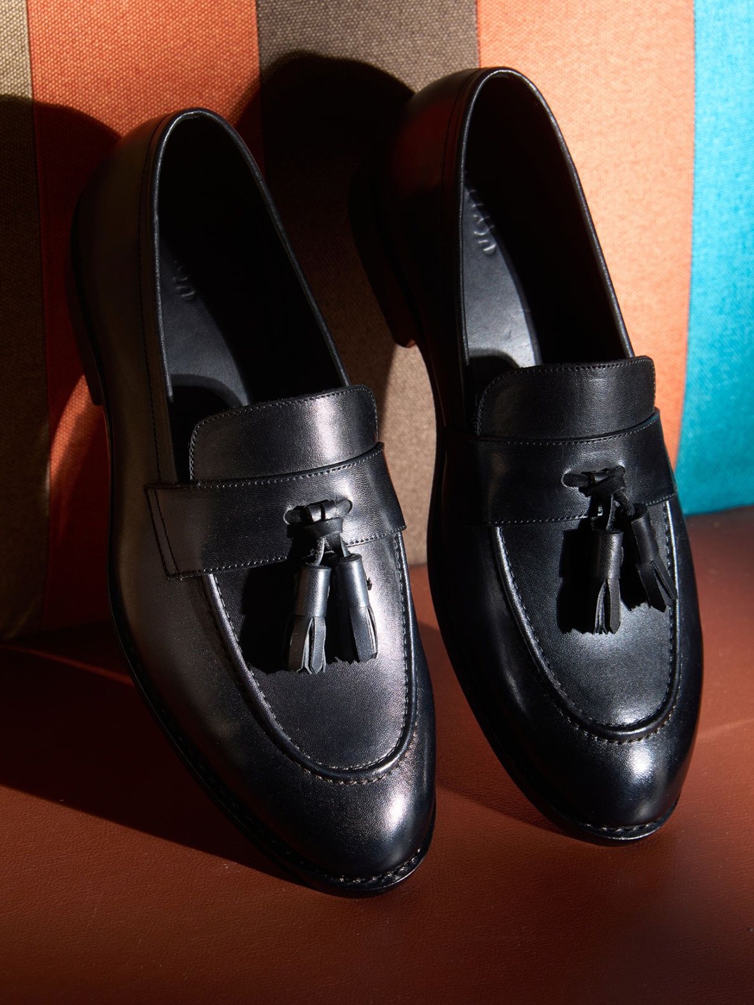 

KOZASKO Men Leather Formal Tassel Loafers, Black