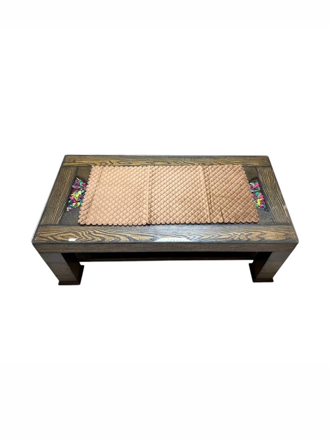 

TANLOOMS Brown Textured Velvet Rectangular Table Runner