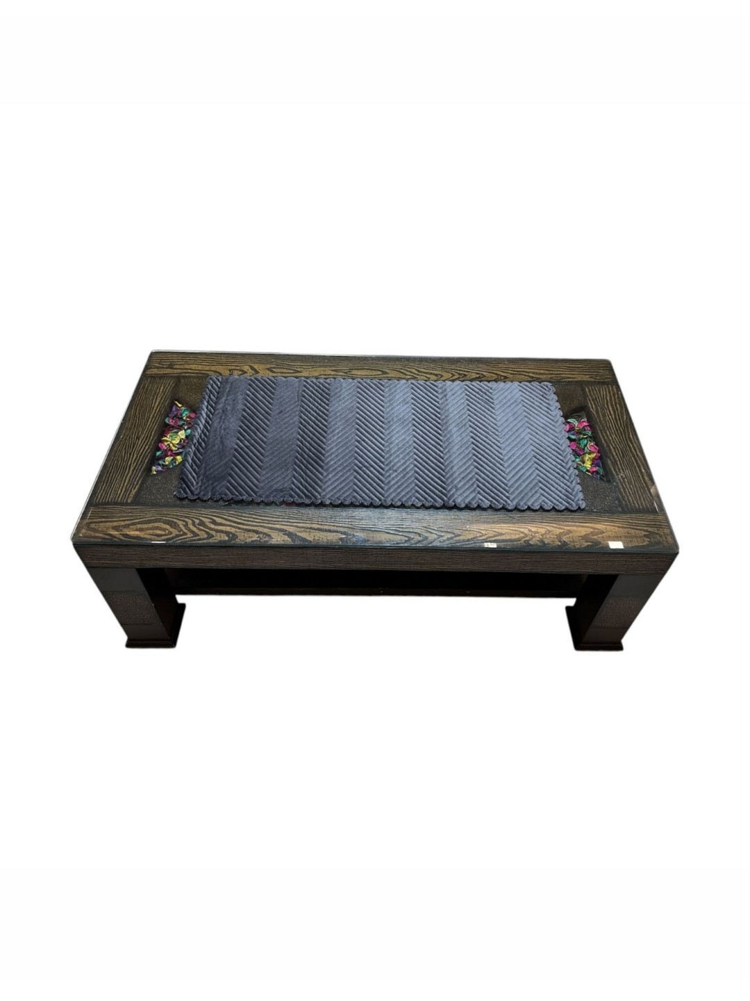 

TANLOOMS Grey Textured Velvet Rectangular Table Runner