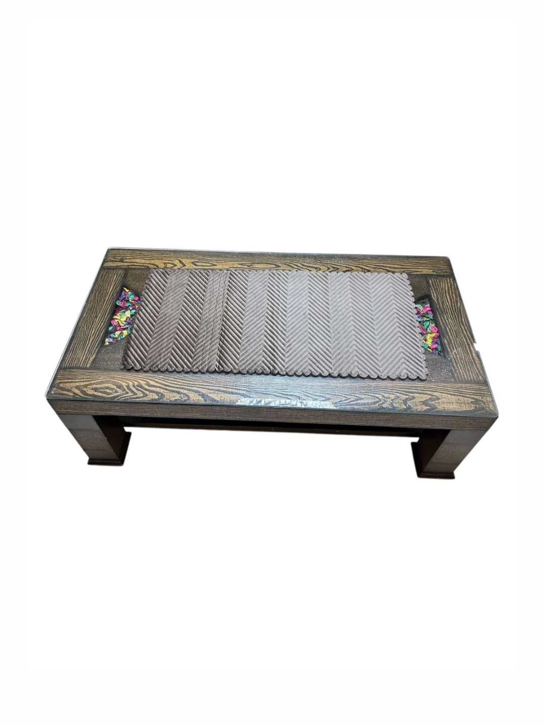 

TANLOOMS Brown Textured Velvet Rectangular Table Runner