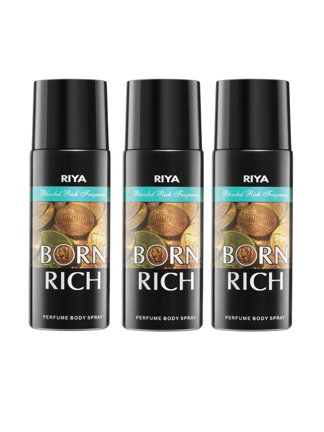 

RIYA Born Rich Set Of 3 Deodorants - 150 ml Each, Black