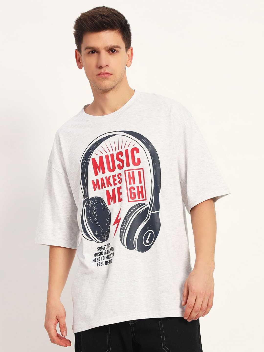 

COLOR CAPITAL Unisex Typography Printed Round Neck Cotton Oversized T-shirt, Coral