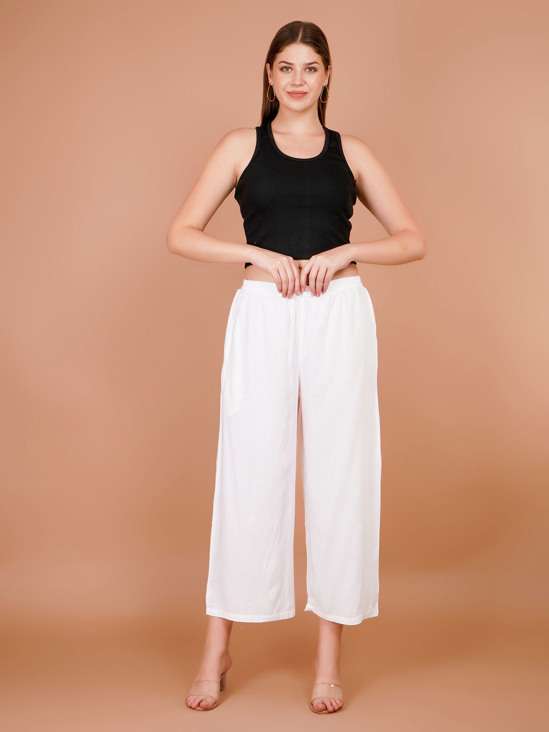 

Sufiana Women Flared Palazzos, White