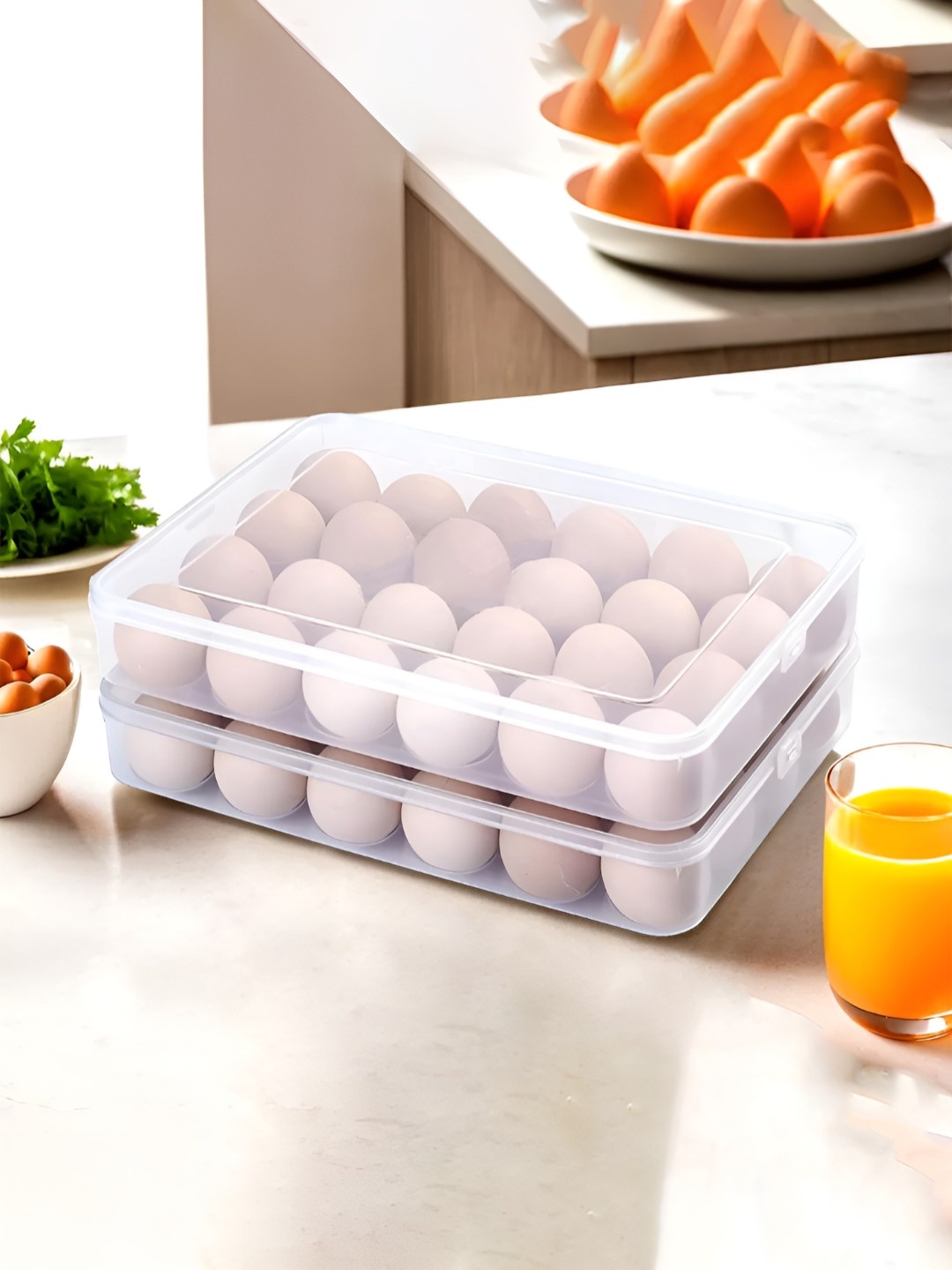 

Kuber Industries Transparent Pack of 2 Storage 24 Eggs Keeper