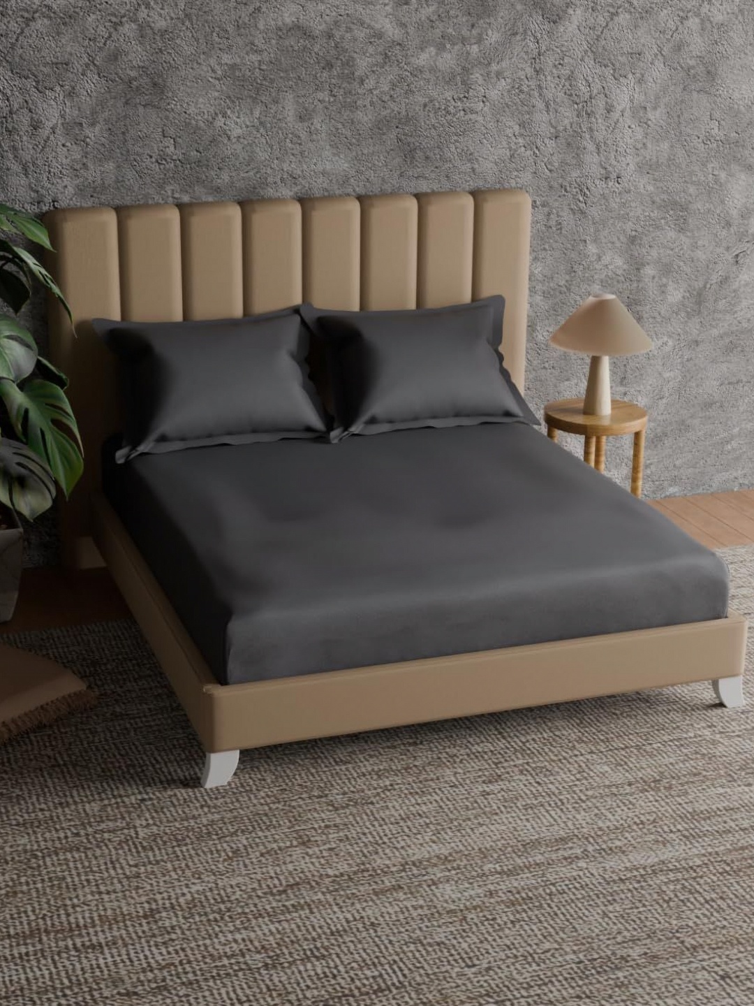 

Himeya Grey Pure Cotton 200 TC King Bedsheet Set