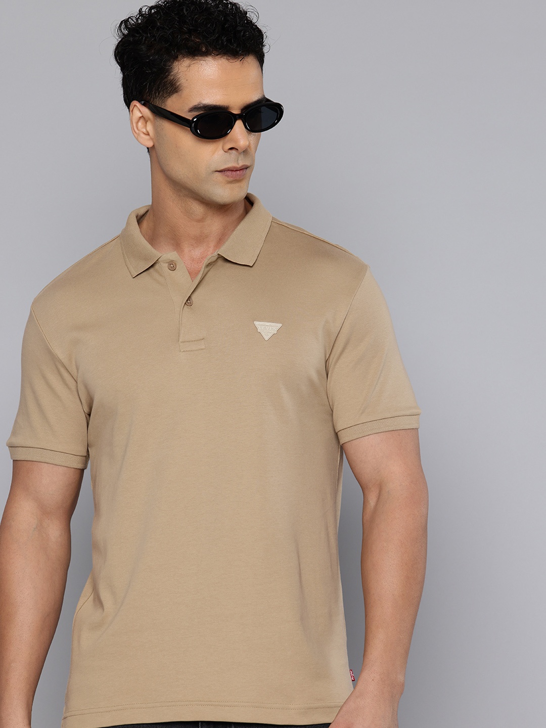

Levis Pure Cotton Polo Collar Slim Fit T-shirt, Beige
