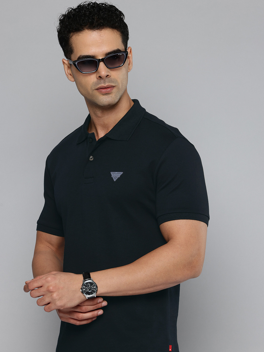 

Levis Polo Collar Pure Cotton Slim Fit T-shirt, Navy blue