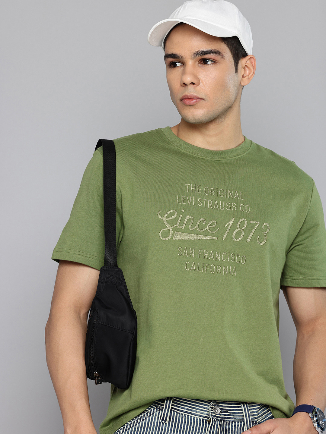 

Levis Typography Embroidered Pure Cotton T-shirt, Green