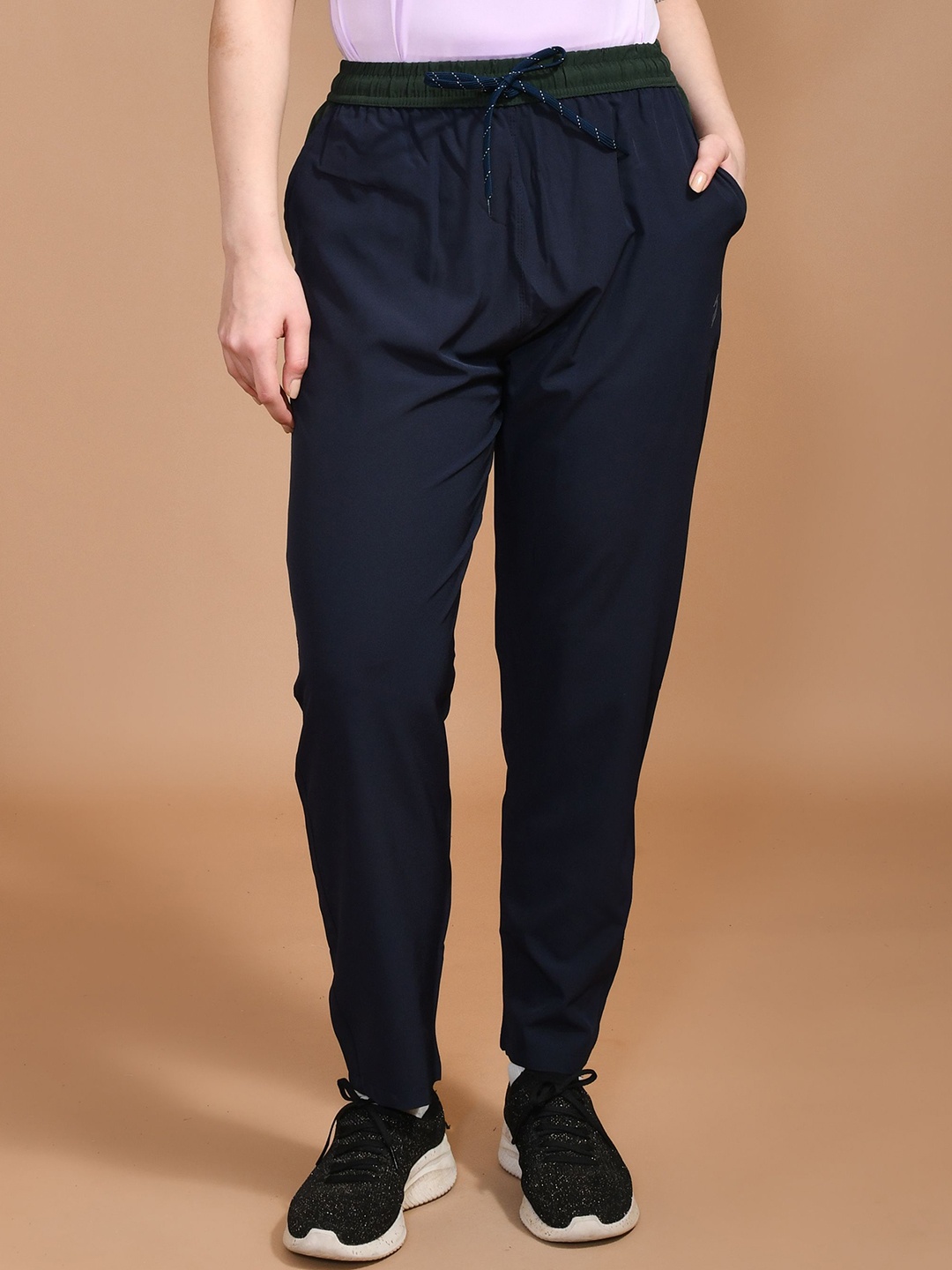 

SKYKNIT Women Filament Regular Fit Mid-Rise Track Pants, Navy blue
