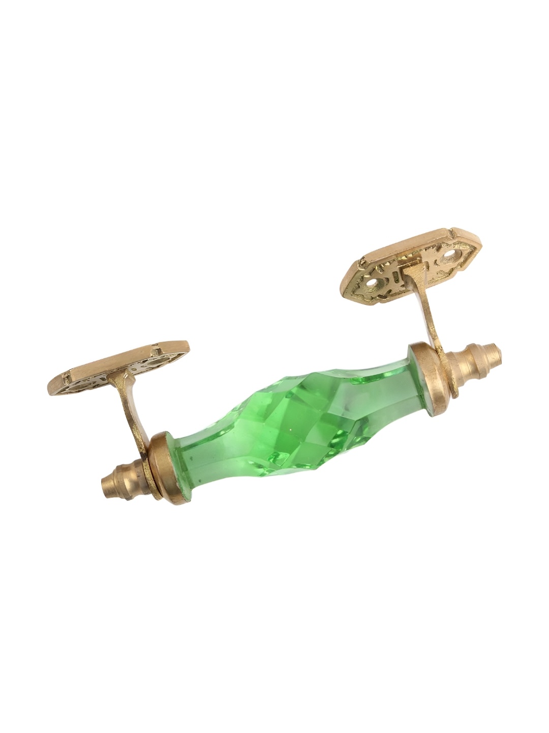 

Indianshelf Olive Green & Gold-Toned Diamond Glass Door Handle