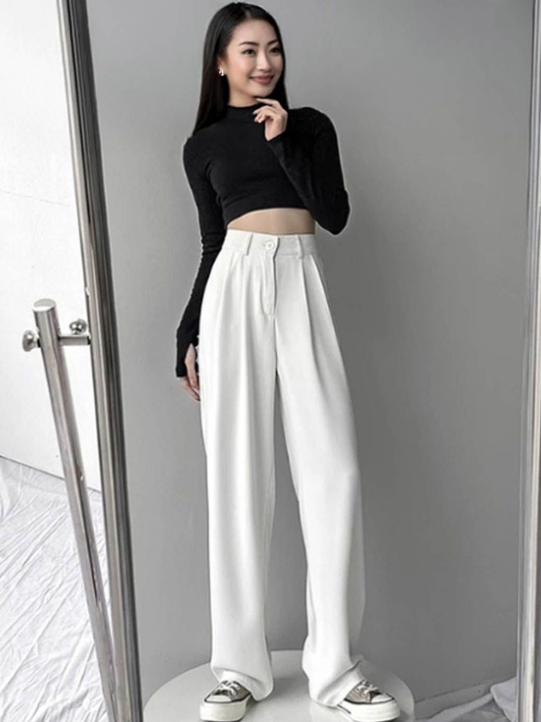 

StyleCast Women Casual High-Rise Parallel Trousers, White